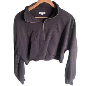 Garage Cropped Zip-Up Sweatshirt in Black Size M